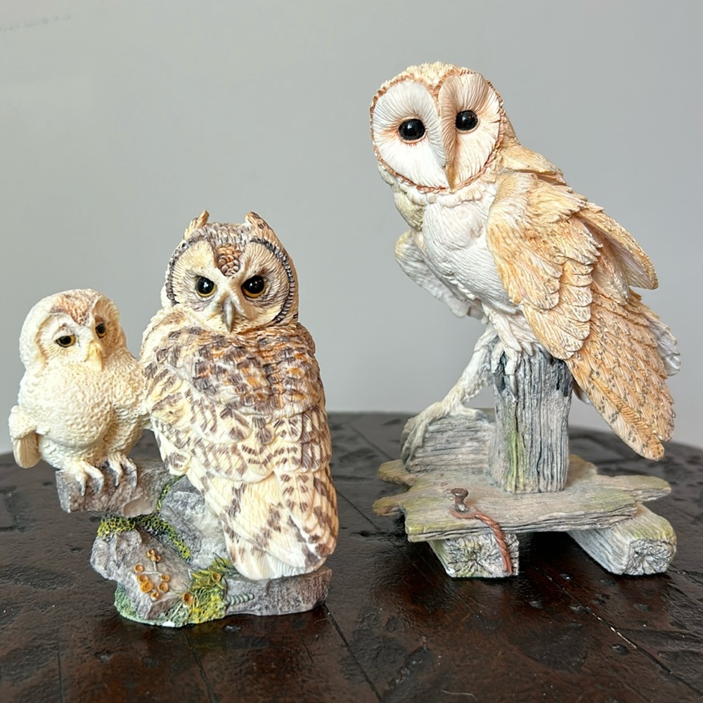 Majestic Barn Owl & A Mother's Pride Russell Willis Nesting Instincts Sculpture